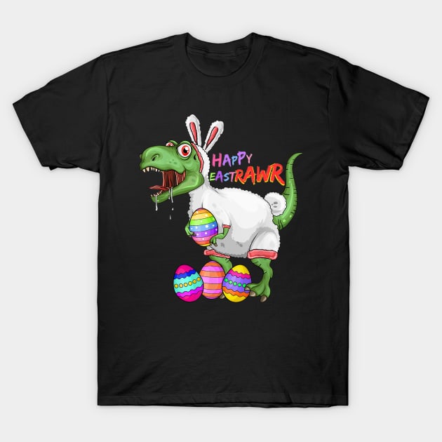 Happy Eastrawr T-Shirt Dinosaur T-Rex Easter Bunny T-Shirt by craiglimu